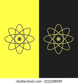 atom icon in two colors dark gray and yellow