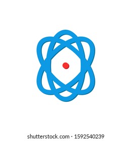 Atom Icon Vector Blue Red Colour On White Background. 
Flat Icon For Web, Apps, Or Design Product EPS10 Editable.