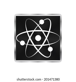 atom icon - vector brushed metal button