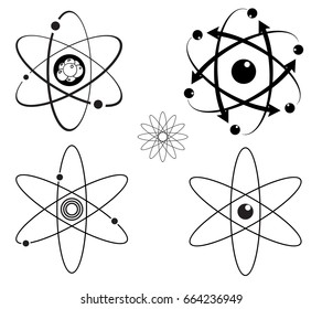atom icon vector drawn set
