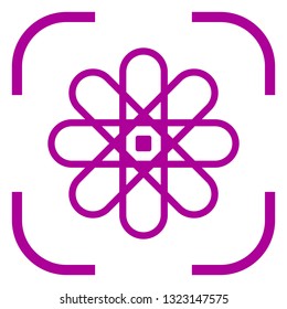 Atom icon, vector in focus. White background