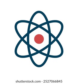 Ícone Atom. Ilustração vetorial. Design de barro. Símbolo de ciência, educação, física nuclear, pesquisa científica.