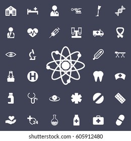 Atom icon. Vector illustration, science symbol. Medical concept set