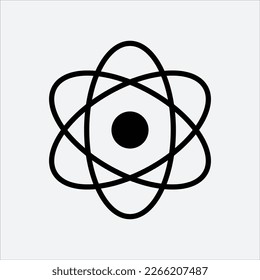 Atom icon. Vector illustration. Sign. Symbol. Button. Element. Silhouette. Logo. Isolated on white background.