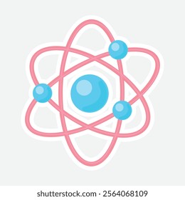 Atom icon vector illustration Sticker. Vector sticker of an atom icon. Ideal for science and education-themed decorations