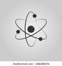 Atom icon. Vector illustration. Symbol of science, education, nuclear physics, scientific research.