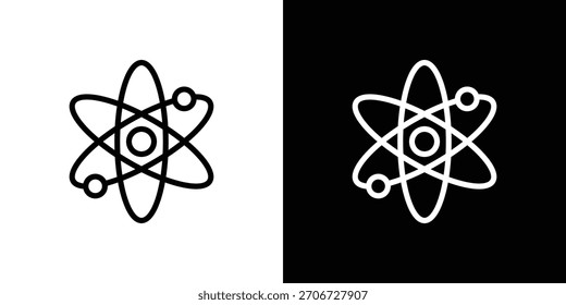 Atom icon. Vector linear icon isolated in black and white