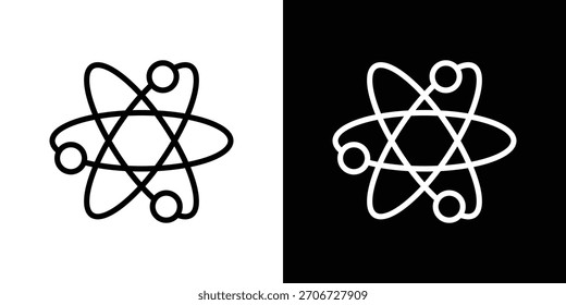 Atom icon. Vector linear icon isolated in black and white