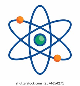 Atom icon vector on white background.