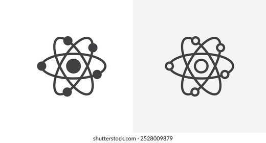 Atom icon vector icon set in black and white color.