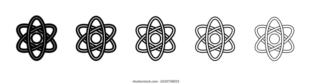 ícone do átomo vetor fino contorno estilo sinal