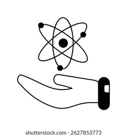 ícone de átomo com fundo branco vetor ilustração stock
