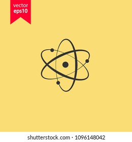 Atom icon. Yellow background. EPS 10 vector sign