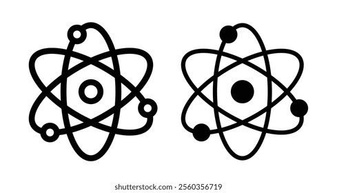 Atom Icons. black and white vector illustration set.