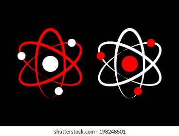 Atom icons on black background