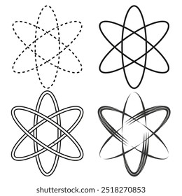 Icônes Atom définies. Symboles de structure atomique. Science et graphisme énergétique. Illustrations vectorielles simples.