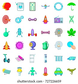 Atom icons set. Cartoon style of 36 atom vector icons for web isolated on white background