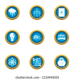 Atom icons set. Flat set of 9 atom vector icons for web isolated on white background