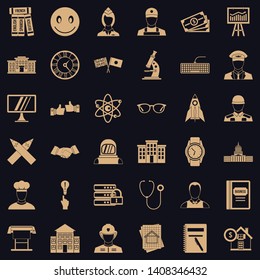 Atom icons set. Simple style of 36 atom vector icons for web for any design