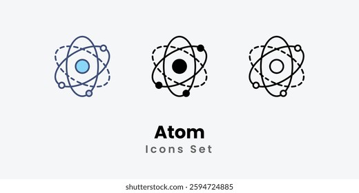 Atom icons vector set stock illustration.