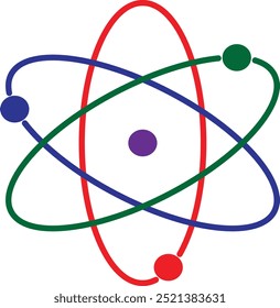 Atom icon.science. Atom-Modell. Atomkernstruktur. Vektorgrafik.
