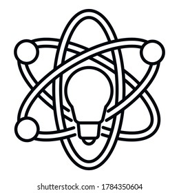 Atom idea innovation icon. Outline atom idea innovation vector icon for web design isolated on white background