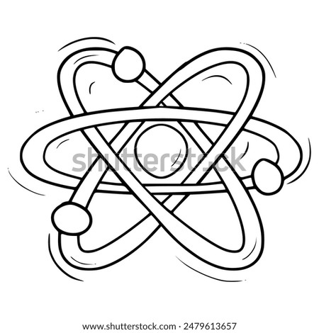 atom illustration hand drawn outline vector