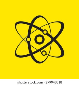 atom illustration on yellow isolated background.