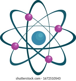 Atom, illustration, vector on white background.