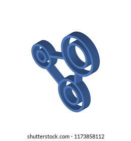 Atom isometric left top view 3D icon