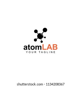 atom lab logo design, symbol of science