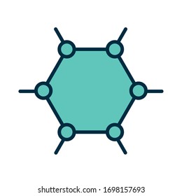 Diseño de icono de línea y relleno, microelemento de partículas de tecnología molecular de la ciencia química y tema de potencia Ilustración vectorial