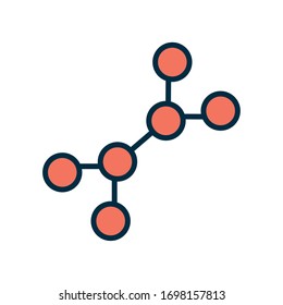 Atom line and fill style icon design, science chemistry molecular technology particle molecule micro element and power theme Vector illustration