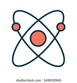 Diseño de icono de línea y relleno, microelemento de partículas de tecnología molecular de la ciencia química y tema de potencia Ilustración vectorial