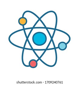 Atom line and fill style icon design, science chemistry molecular technology particle molecule micro element and power theme Vector illustration