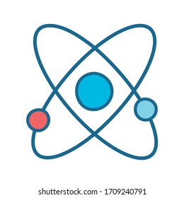 Atom line and fill style icon design, science chemistry molecular technology particle molecule micro element and power theme Vector illustration