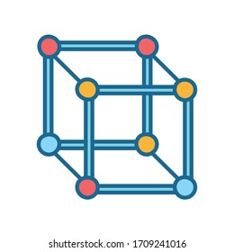Diseño de icono de línea y relleno, microelemento de partículas de tecnología molecular de la ciencia química y tema de potencia Ilustración vectorial