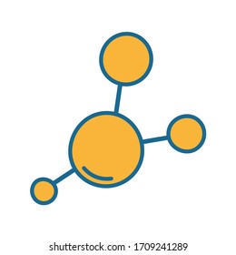 Atom line and fill style icon design, science chemistry molecular technology particle molecule micro element and power theme Vector illustration