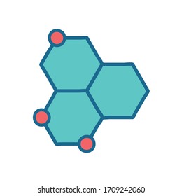 Atom line and fill style icon design, science chemistry molecular technology particle molecule micro element and power theme Vector illustration