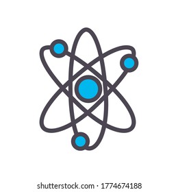 Atom line and fill style icon design, science chemistry and molecular theme Vector illustration