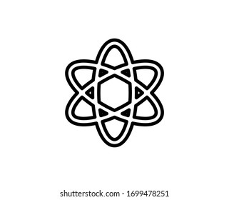 Icono de la línea Átom. Símbolo de esquema de alta calidad para diseño web o aplicación móvil. Signo de línea delgada para el logotipo de diseño. Pictograma de contorno negro sobre fondo blanco