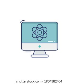 Atom Line Icon Isolated On White Background