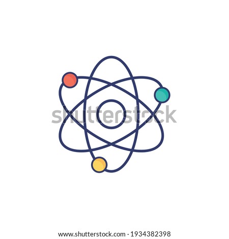 Atom Line Icon Isolated On White Background