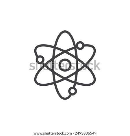 Atom line icon. linear style sign for mobile concept and web design. Atom with orbiting electron outline vector icon. Science symbol, logo illustration. Vector graphics