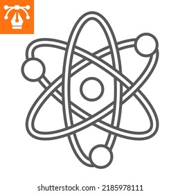 Atom line icon, outline style icon for web site or mobile app, science and physics, nucleus vector icon, simple vector illustration, vector graphics with editable strokes.