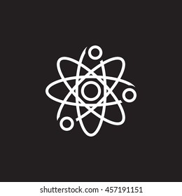 Atom line icon, outline vector logo, linear pictogram isolated on black, pixel perfect illustration