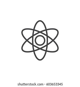 Atom, line icon, outline vector sign, linear style pictogram isolated on white. Science symbol, logo illustration. Editable stroke. Pixel perfect