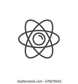 Atom line icon, outline vector sign, linear style pictogram isolated on white. Nuclear symbol, logo illustration. Editable stroke. Pixel perfect graphics