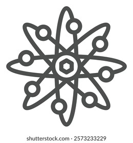 Atom line icon, physics science concept. Vector graphics. Orbits around atom structure sign on white background, outline style icon for mobile or web design