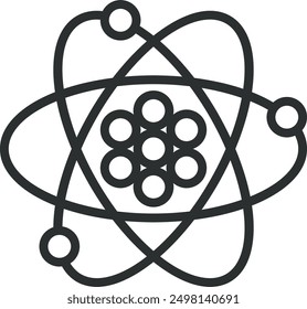 Atom line icon. Science logo. Nuclear model